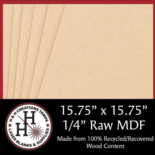 1/4" Raw Premium MDF/HDF Draft Board - Without Slick Finish - 15.75" x 15.75"