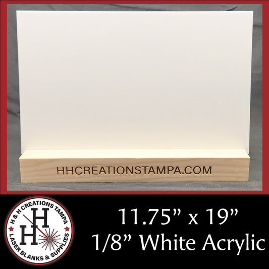 1/8" White Cast Acrylic Sheets - Glossy on Both Sides - 11.75" x 19"