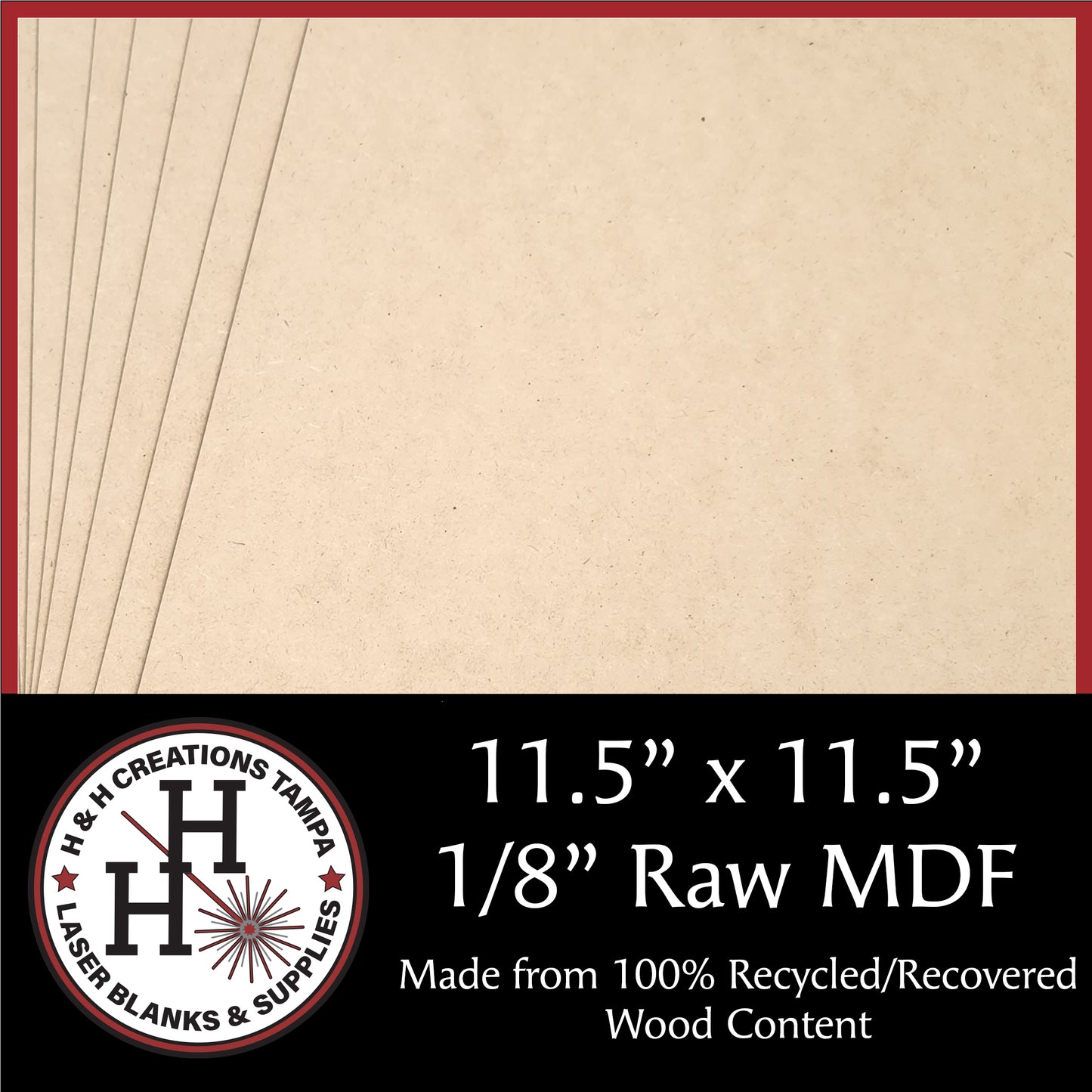 LOCAL PICK UP ONLY - 1/8" Raw Premium MDF Draft Board - Without Slick Finish – 11.5" x 11.5"