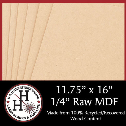1/4" Raw Premium MDF/HDF Draft Board - Without Slick Finish - 11.75" x 16"