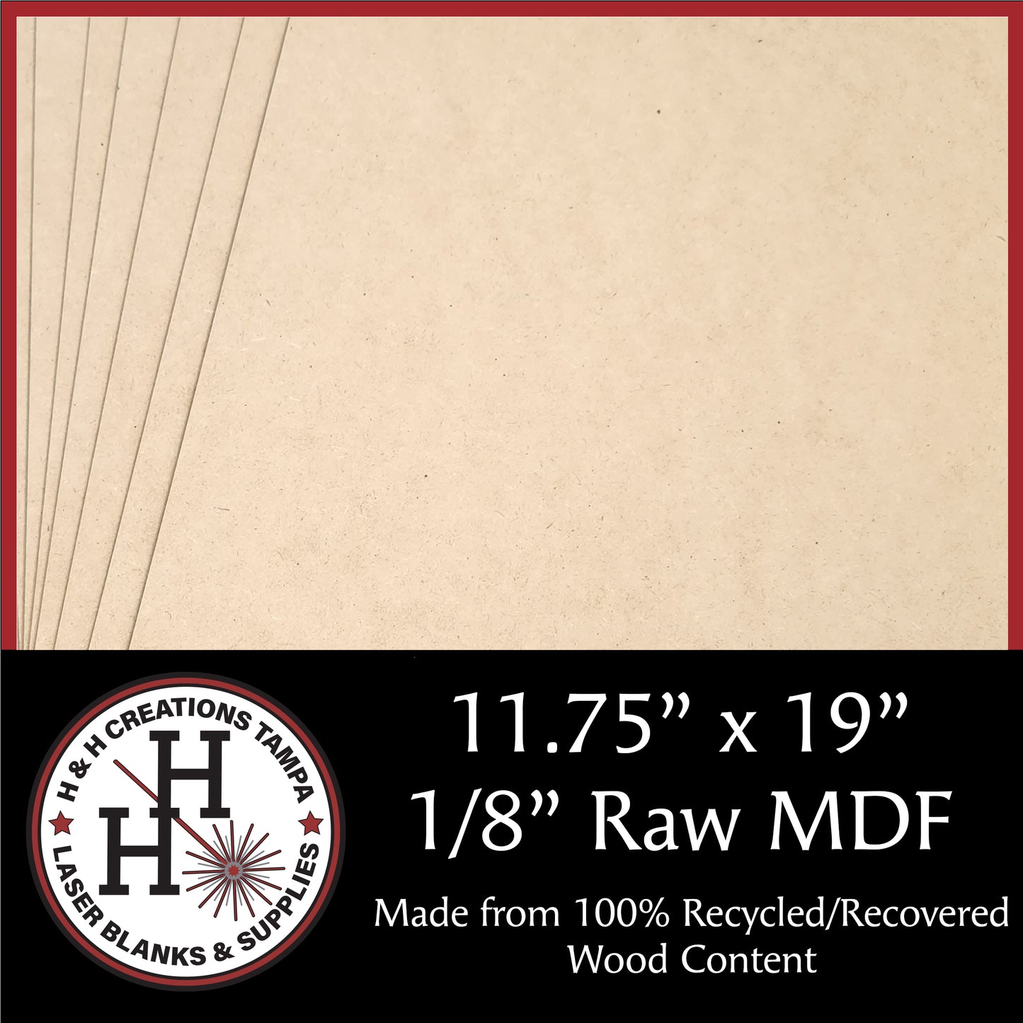 LOCAL PICK UP ONLY - 1/8" Raw Premium MDF Draft Board - Without Slick Finish – 11.75" x 19"