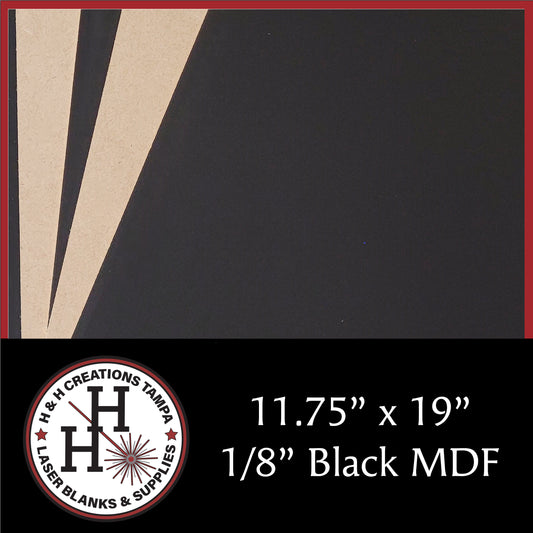 1/8" Premium Black Single-Sided MDF Draft Board 11.75" x 19"