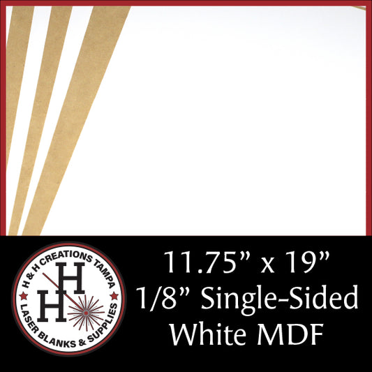 LOCAL PICK UP ONLY - 1/8" Premium White Single-Sided MDF Draft Board 11.75" x 19"