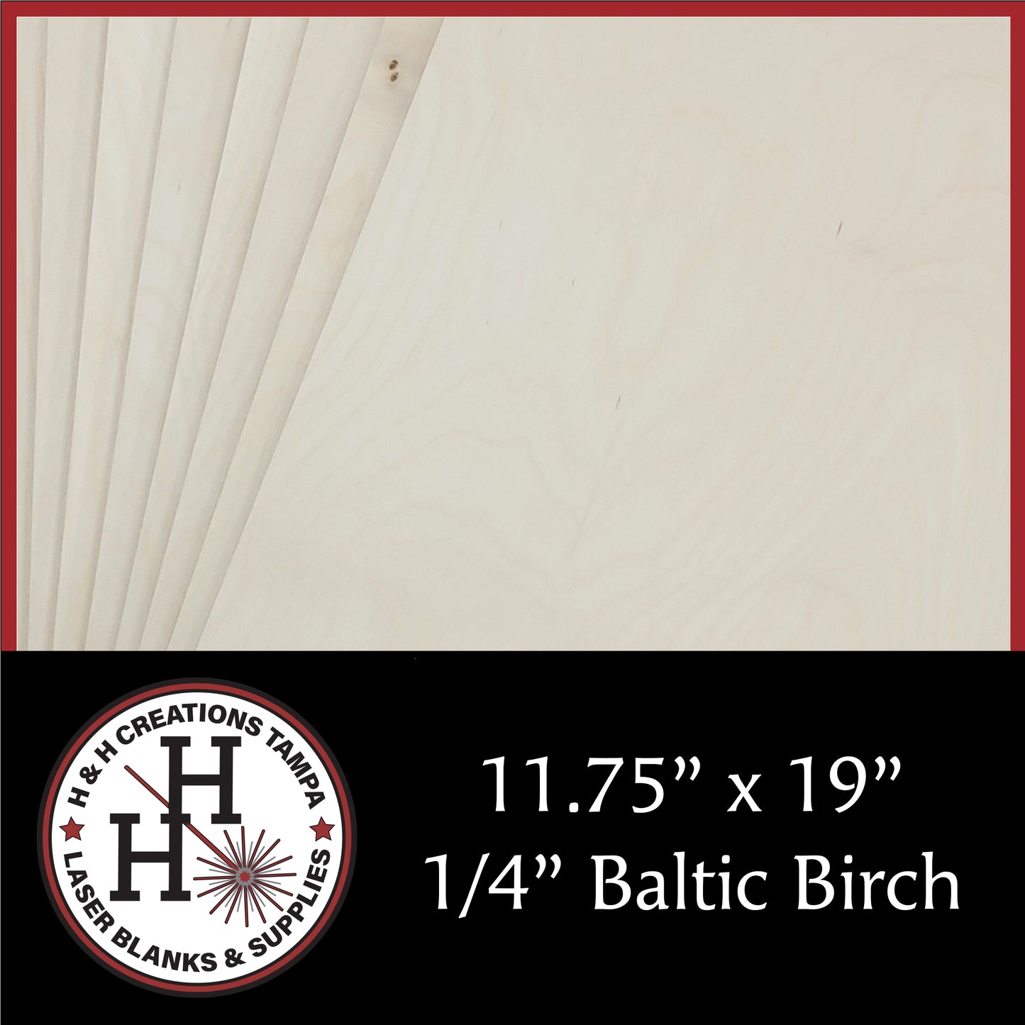 1/4" - B/BB - Premium Baltic Birch Plywood 11.75" x 19"