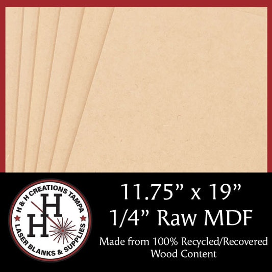 1/4" Raw Premium MDF/HDF Draft Board - Without Slick Finish - 11.75" x 19"