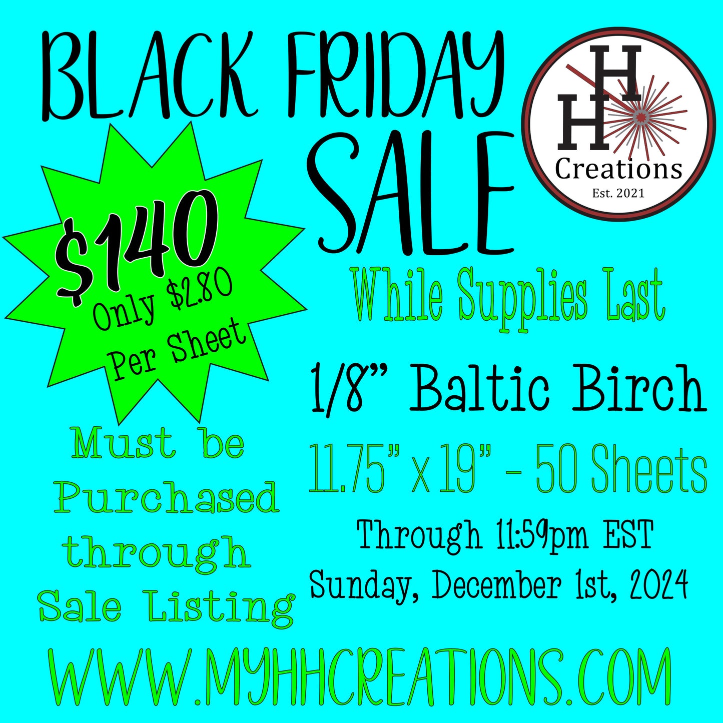 Flash Sale - 1/8" - B/BB - Baltic Birch Plywood 11.75" x 19" - $140