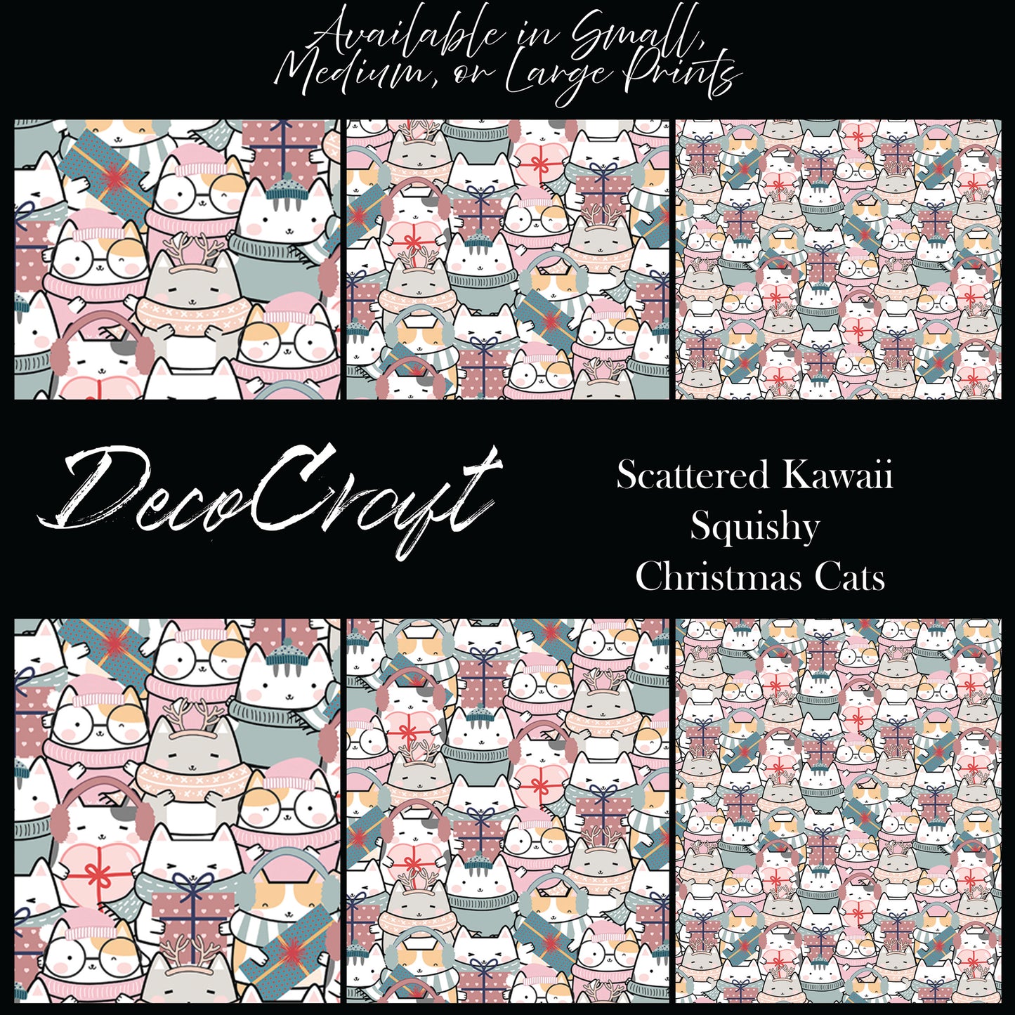 DecoCraft Christmas - Christmas Cats- Kawaii Squishy Christmas Cats - Scattered