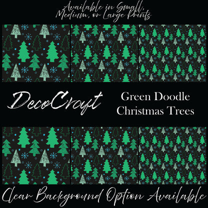 DecoCraft Christmas - Green Doodle Christmas Trees