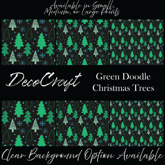 DecoCraft Christmas - Doodle Christmas Trees Green