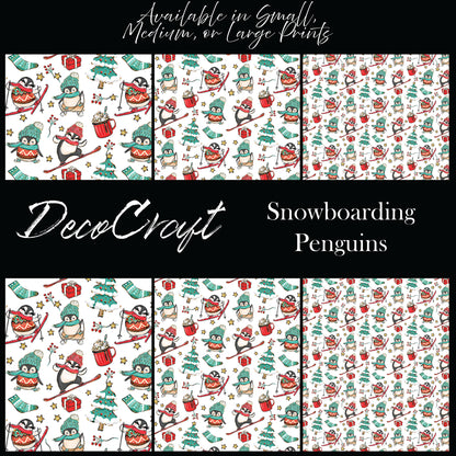 DecoCraft Christmas - Penguins- Snowboarding Penguins