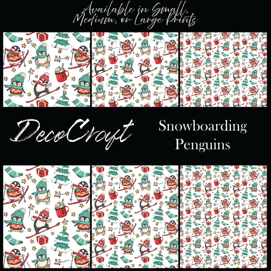 DecoCraft Christmas - Penguins- Snowboarding Penguins