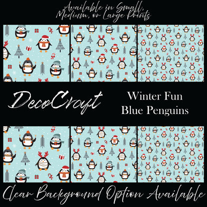 DecoCraft Christmas - Penguins- Winter Fun - Blue Penguins