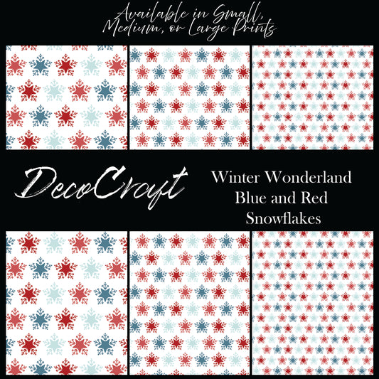 DecoCraft Christmas - Winter Wonderland - Blue and Red Snowflakes