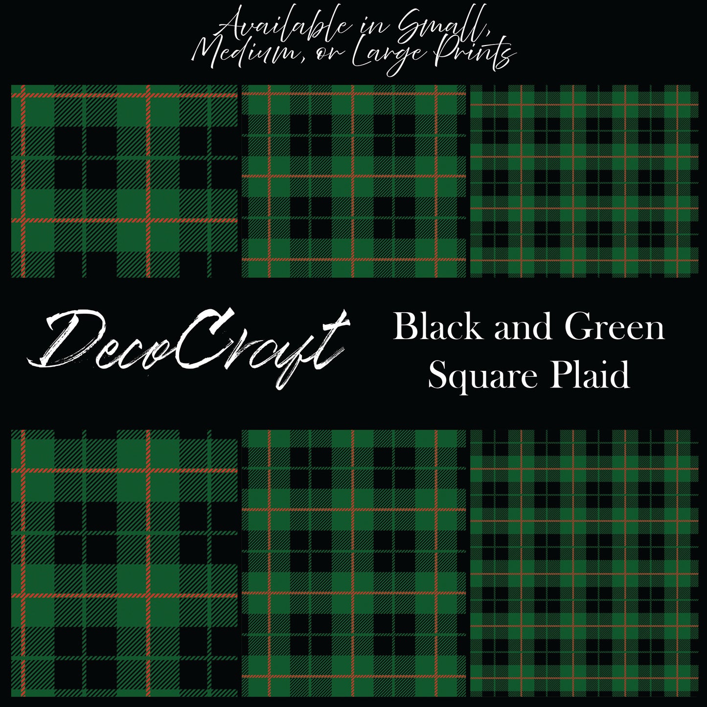 DecoCraft Christmas - Plaid - Christmas Plaid Black and Green Square