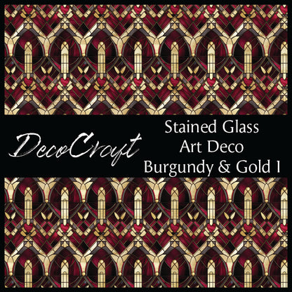 DecoCraft - Stained Glass - Art Deco - Burgundy & Gold I