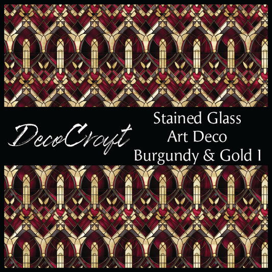 DecoCraft - Stained Glass - Art Deco - Burgundy & Gold I