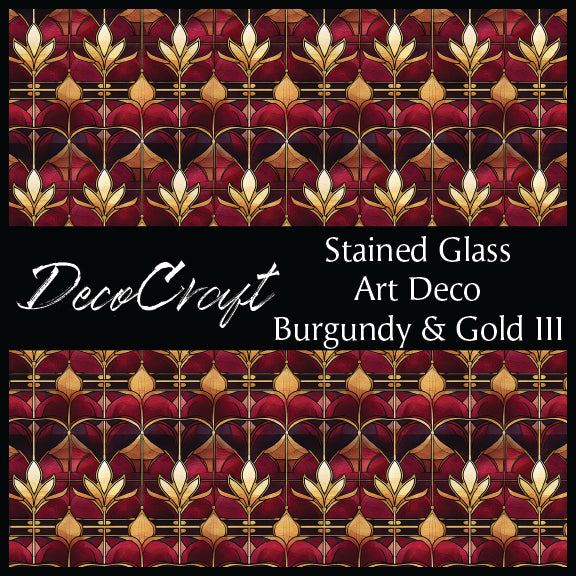 DecoCraft - Stained Glass - Art Deco - Burgundy & Gold III