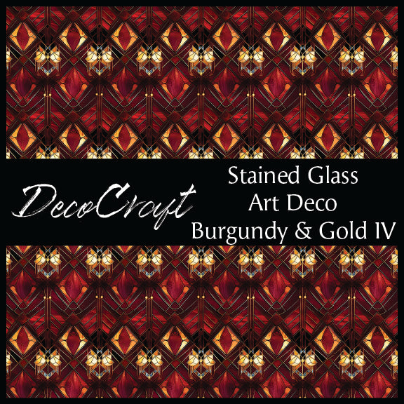 DecoCraft - Stained Glass - Art Deco - Burgundy & Gold IV