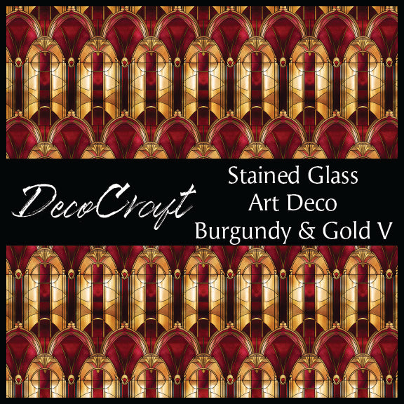 DecoCraft - Stained Glass - Art Deco - Burgundy & Gold V