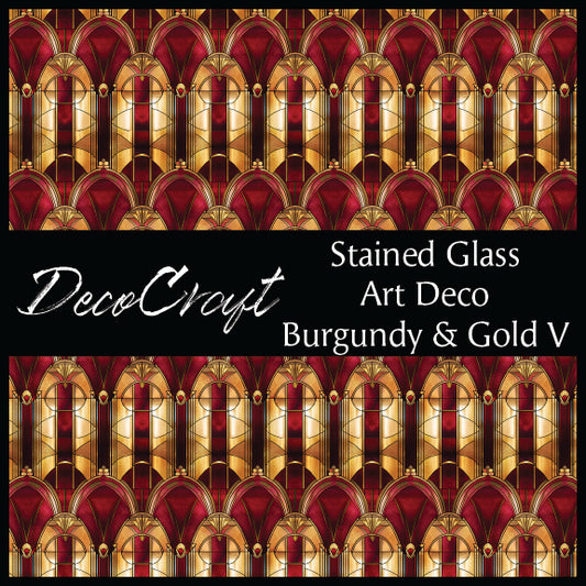 DecoCraft - Stained Glass - Art Deco - Burgundy & Gold V