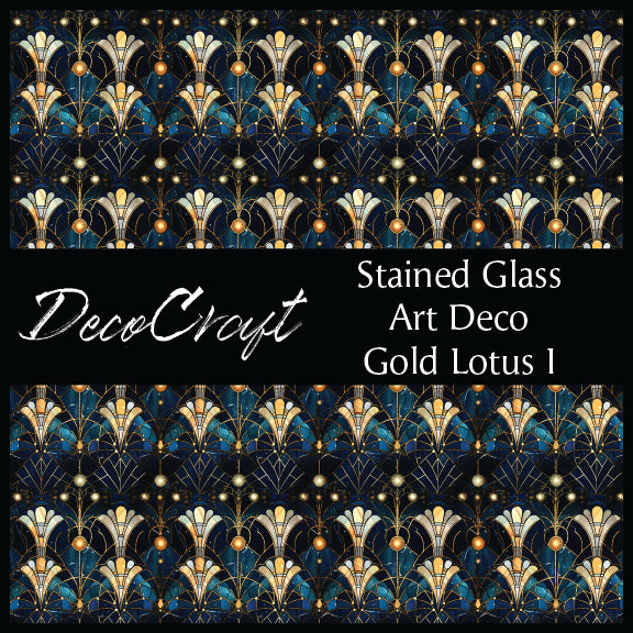DecoCraft - Stained Glass - Art Deco - Golden Lotus I