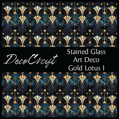 DecoCraft - Stained Glass - Art Deco - Golden Lotus I