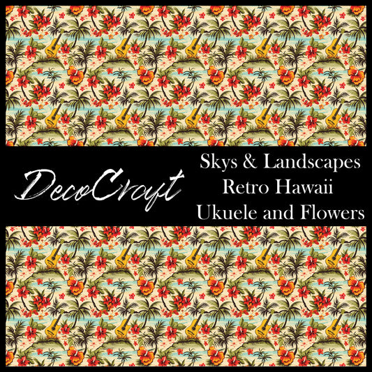 DecoCraft - Landscapes & Skies - Retro Hawaii Ukulele & Flowers