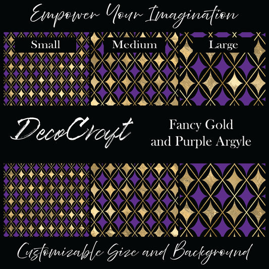 DecoCraft - Mardi Gras - Fancy Gold and Purple Argyle