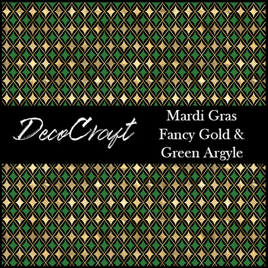 DecoCraft - Mardi Gras - Gold & Green Argyle