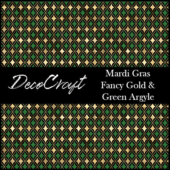 DecoCraft - Mardi Gras - Gold & Green Argyle