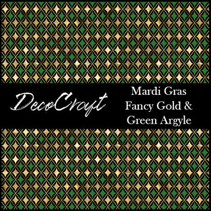 DecoCraft - Mardi Gras - Gold & Green Argyle