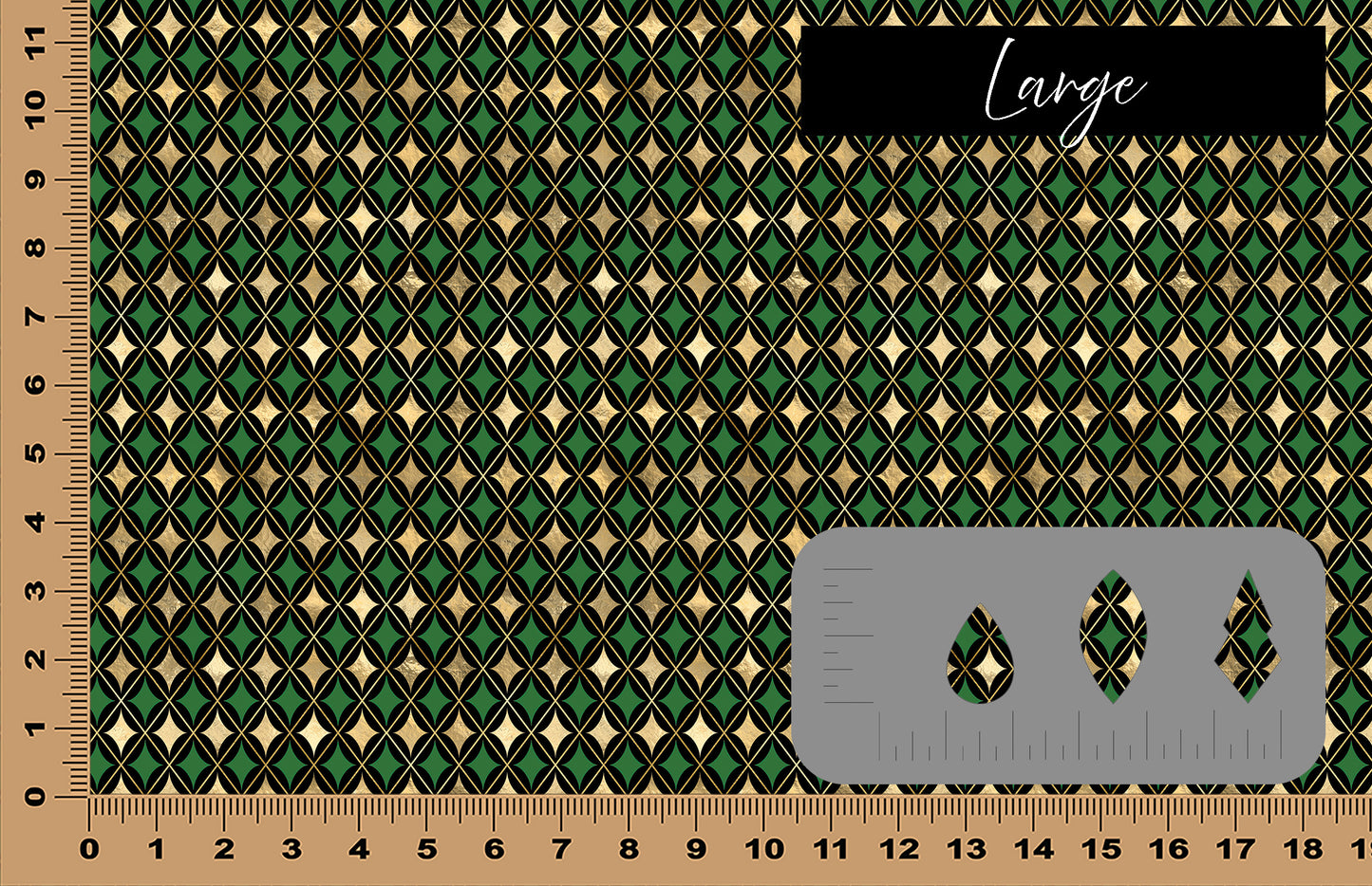 DecoCraft - Mardi Gras - Fancy Gold and Green Argyle