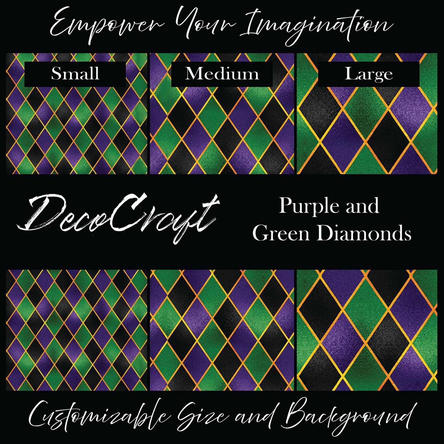 DecoCraft - Mardi Gras - Purple & Green Diamonds