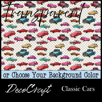DecoCraft - Transparent - Patterns - Classic Cars