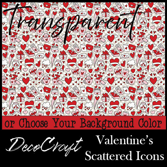 DecoCraft - Transparent - Valentine's Day - Scattered Valentine Icons