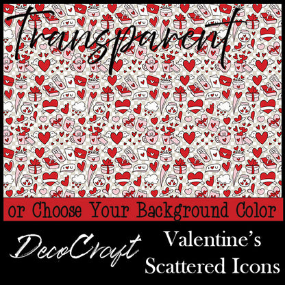 DecoCraft - Transparent - Valentine's Day - Scattered Valentine Icons