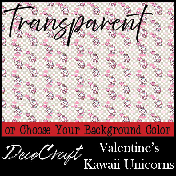 DecoCraft - Transparent - Valentine's Day - Kawaii Unicorn