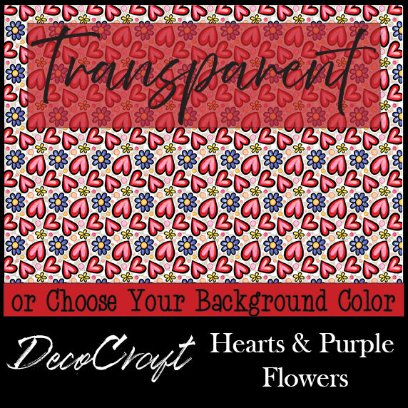 DecoCraft - Transparent - Valentine's Day - Hearts & Purple Flowers