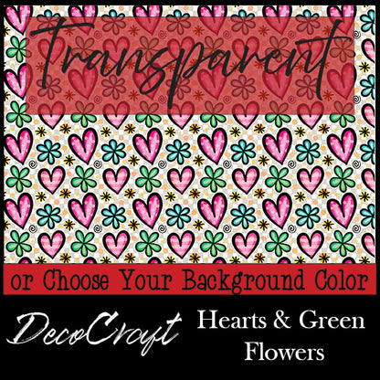 DecoCraft - Transparent - Valentine's Day - Hearts & Green Flowers