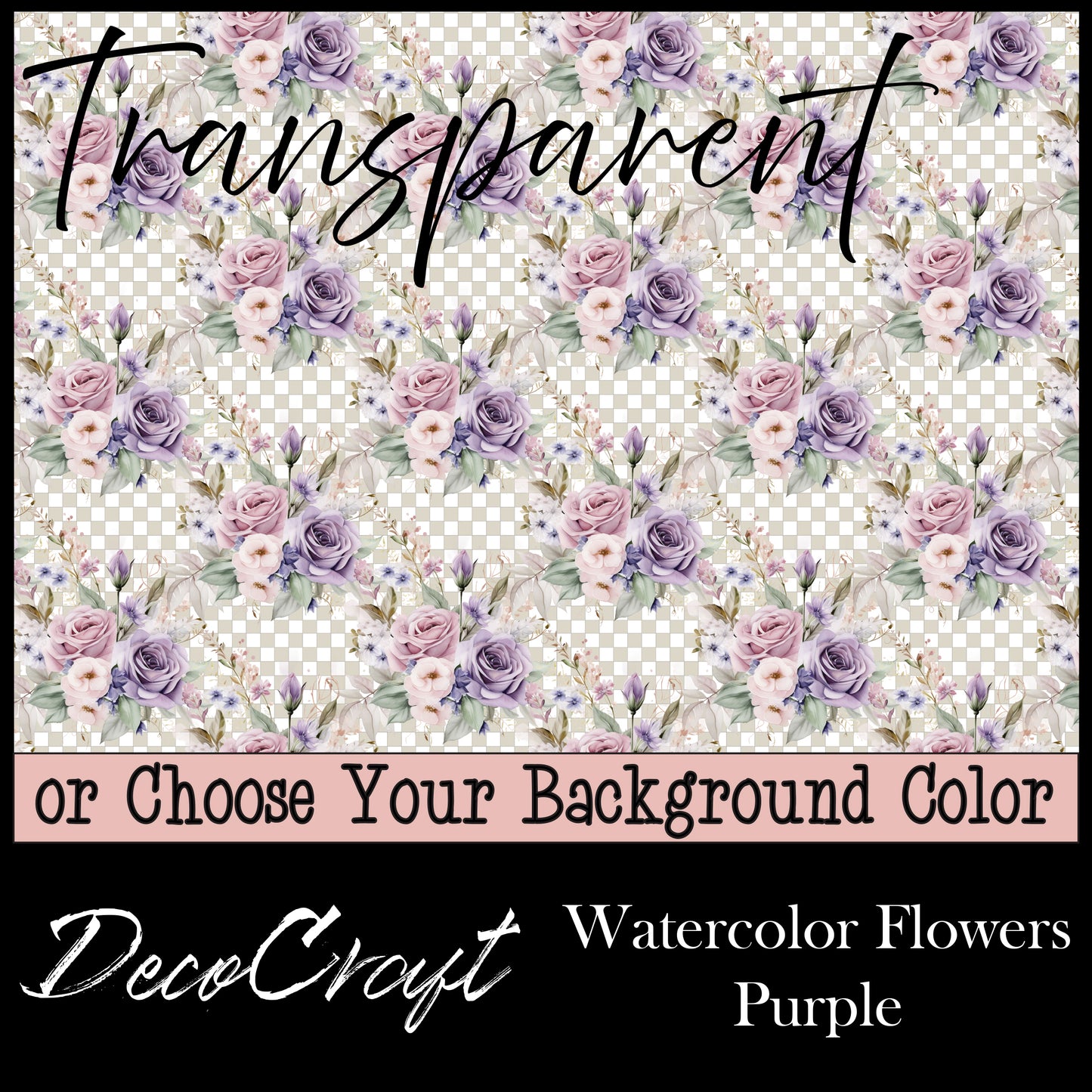 DecoCraft - Flowers & Greenery - Scattered - Water Color Flowers - Purple