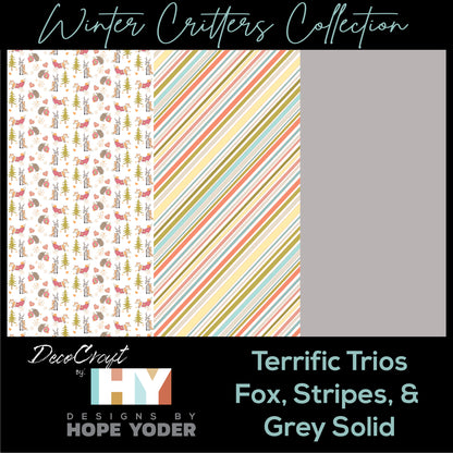 DecoCraft - Designs by Hope Yoder - Terrific Trios - Fox, Stripes, & Grey Solid (1 Sheet)