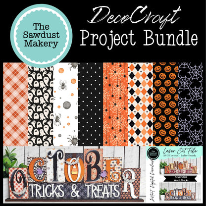 DecoCraft - The Sawdust Makery- Project Bundle - October Word Block - 8 Sheets