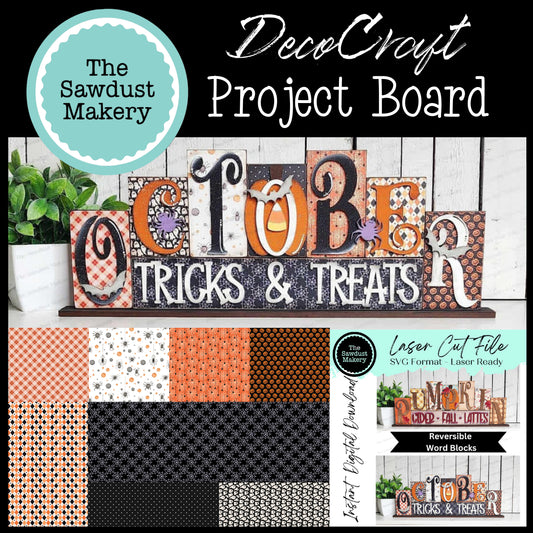 DecoCraft - The Sawdust Makery- Project Board - October Word Block