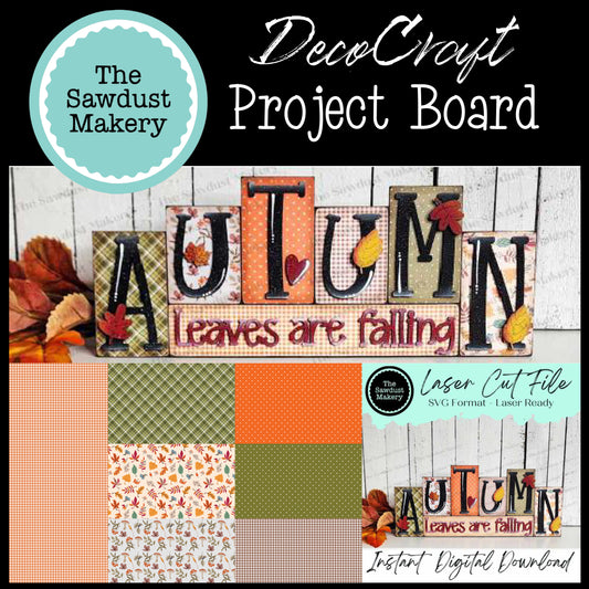 DecoCraft - The Sawdust Makery- Project Board - Autumn Word Block