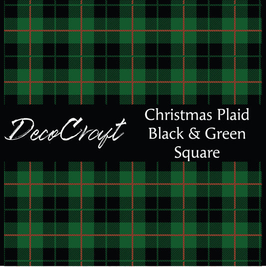 DecoCraft Christmas - Plaid - Christmas Plaid Black and Green Square