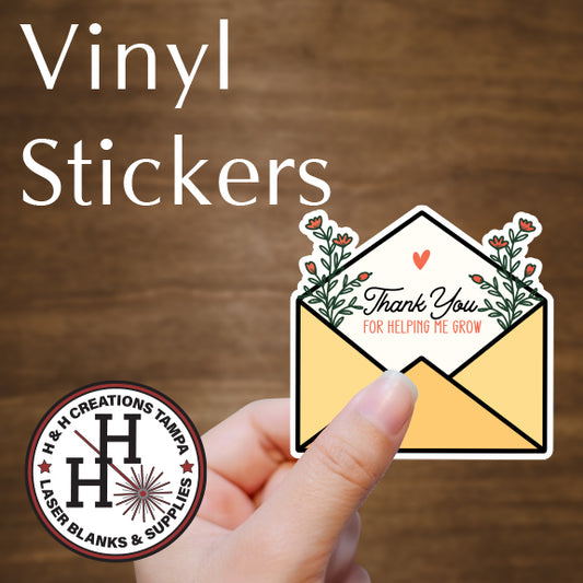 Vinyl Stock Business Stickers - Thank You - For Helping Me Grow