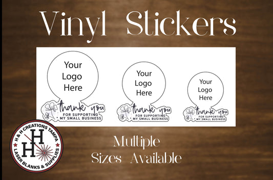 Custom Logo - Vinyl Business Sheet Stickers - Thank you for Supporting My Small Business