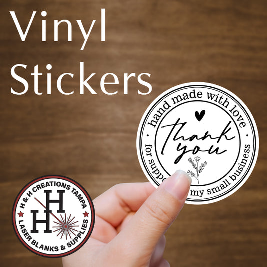 Vinyl Stock Business Stickers - Thank You/Hand Made with Love You - For Shopping at My Small Business