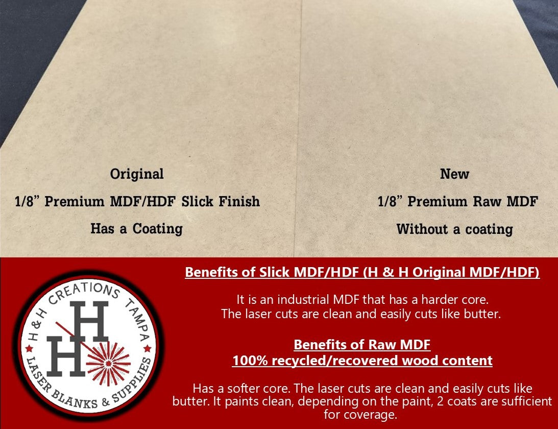 1/4" Raw Premium MDF/HDF Draft Board - Without Slick Finish - 11.75" x 16"