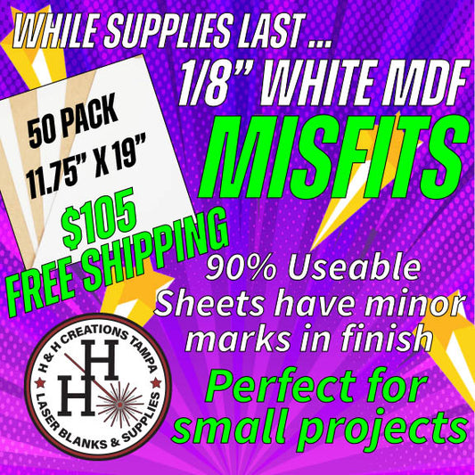 **IMPERFECT**MISFITS**1/8" Premium White/Reversible MDF/HDF Draft Board 11.75" x 19" - 50 Pack